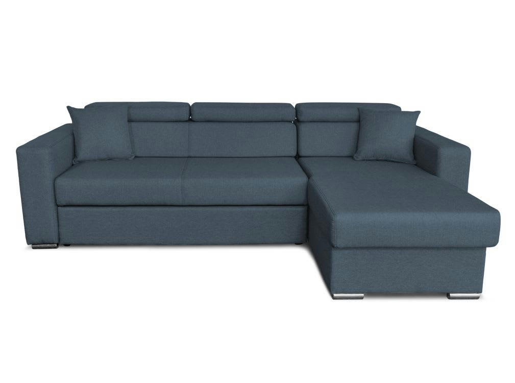 LESLIE - Canapé d'angle convertible et Réversible en Tissu -Bleu pétrole