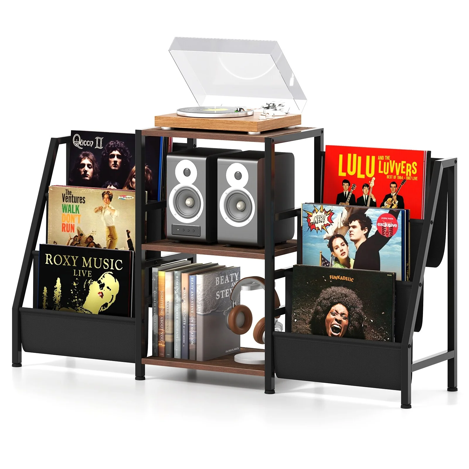 Gymax Record Player Stand w/ Vinyl Storage Turntable Display Stand w/