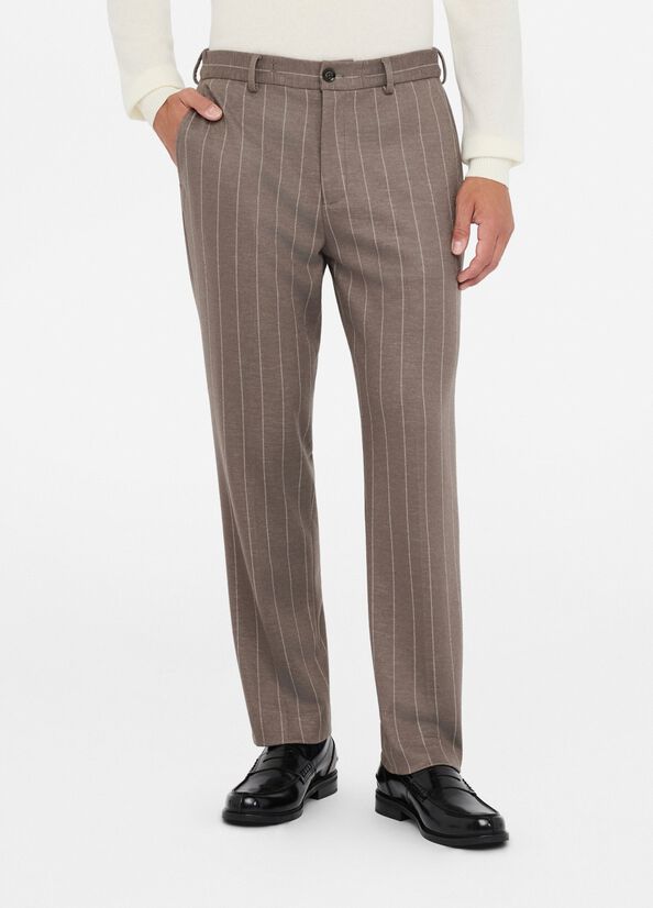 Pantaloni in lana e cotone a righe