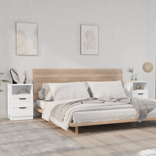 NNEVL Bedside Cabinets 2 pcs White Engineered Wood