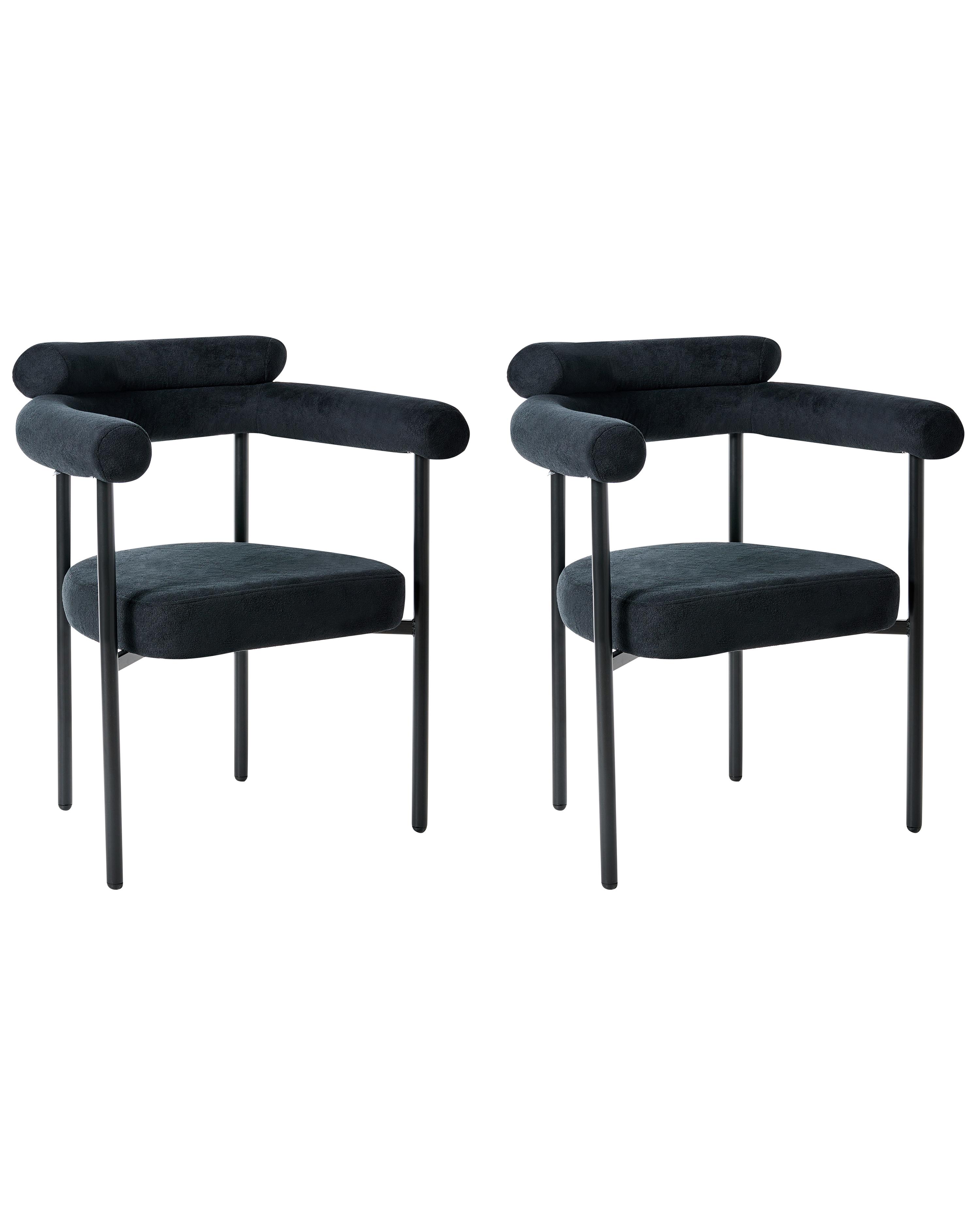 Set of 2 Dining Chairs LYNEY Fabric Black