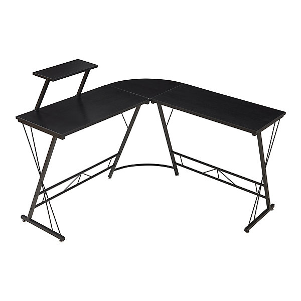 Bureau Yremso avec plateau surélevé 122 x 122 x 98 cm noir en.casa