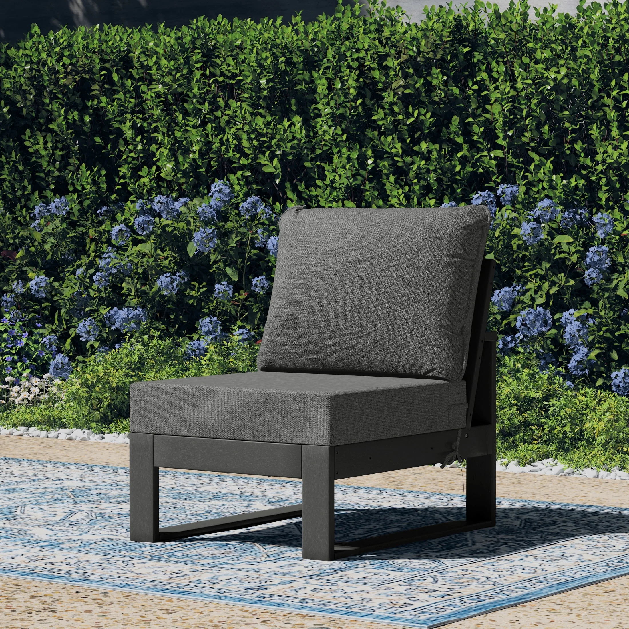 Polytrends Endless Patio Deep Seating Armless Chair with Gray Frame