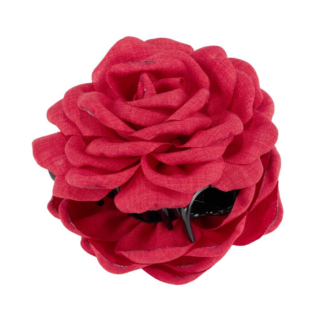 Pince à cheveux fleur camélia Ø9cm (2 modèles rouge ou écru)