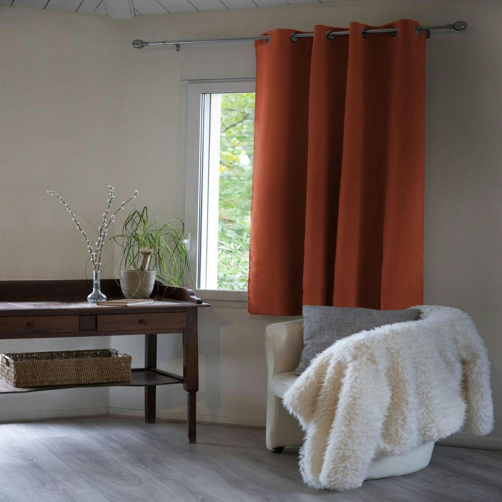 - Rideau occultant doublure polaire polyester orange 140x180 cm