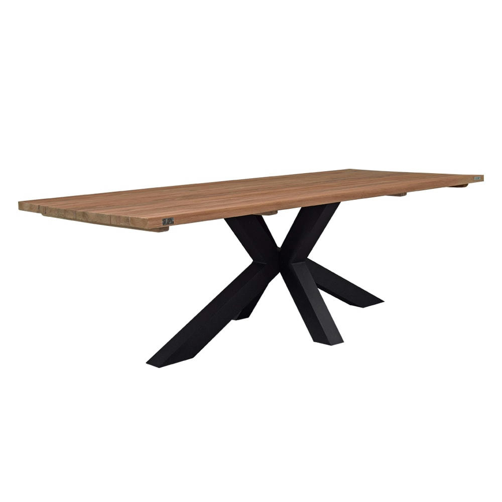 CONCEPTUAL - Table métal noir et teck recyclé 240 cm