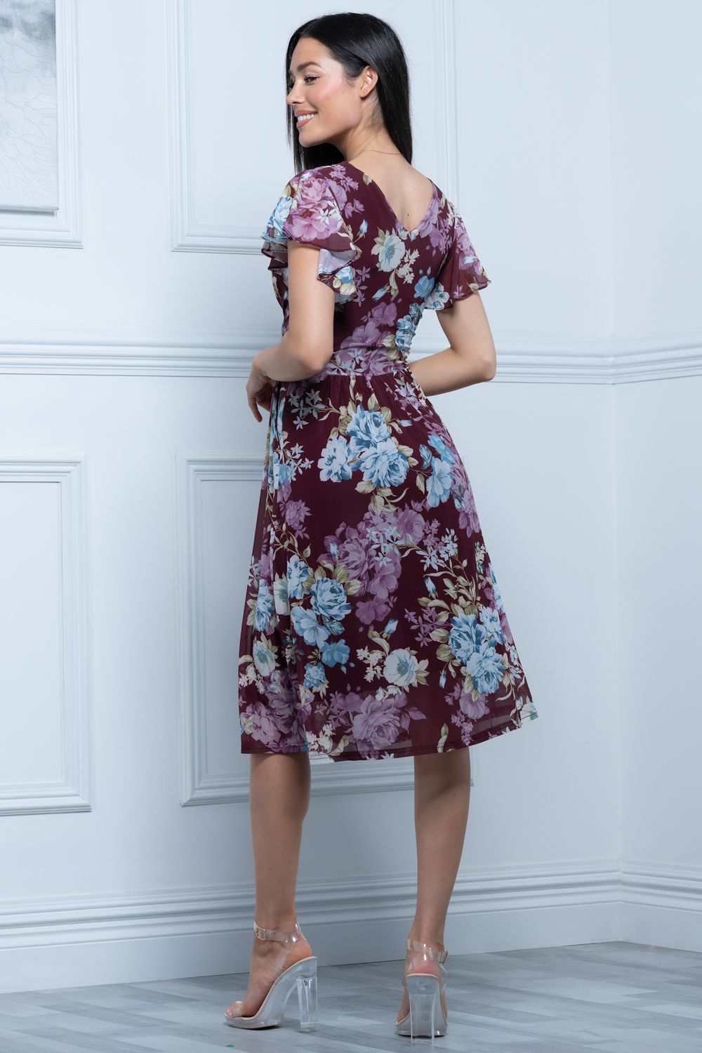 Jolie Moi Lylah Cross Front Mesh Dress