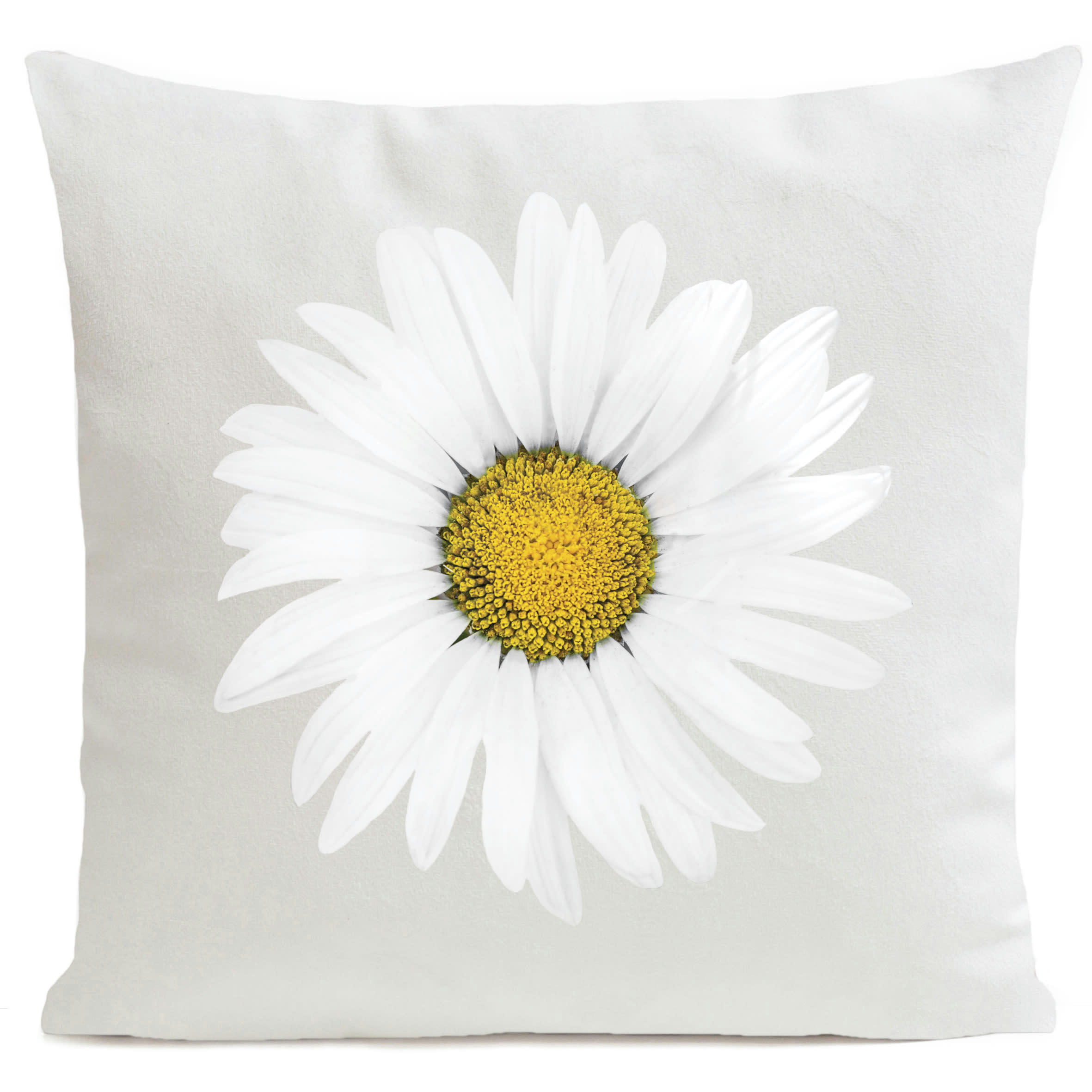- Coussin floral marguerite suédine blanc 40x40cm