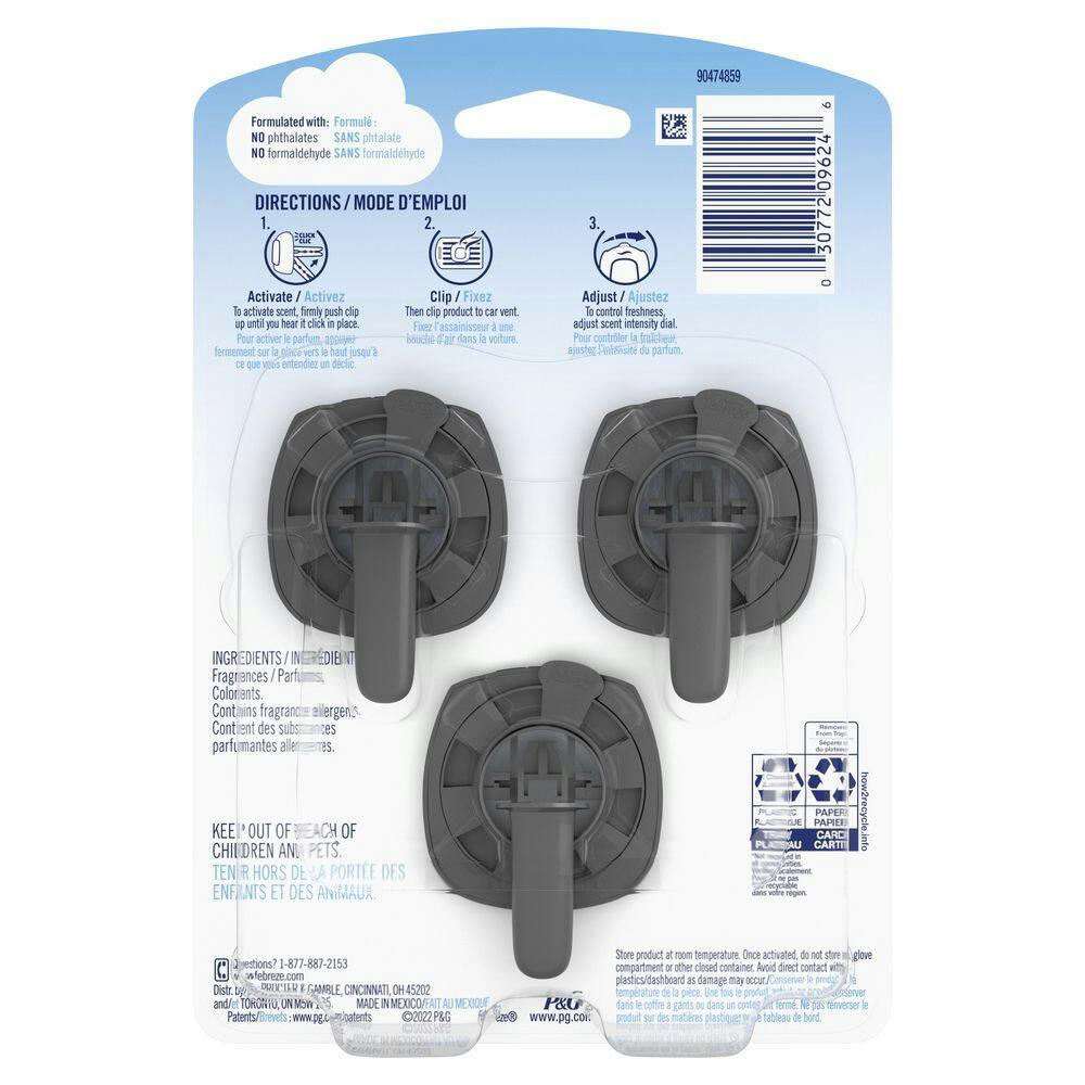 Febreze Car Vent Clip Air Freshener, Bora Bora Waters, 3-pk