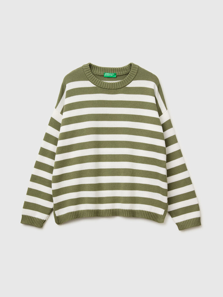 Striped sweater in tricot cotton