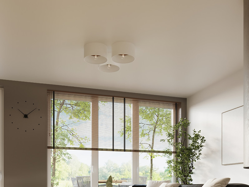 Lampa sufitowa Telesto tkaninowa biała