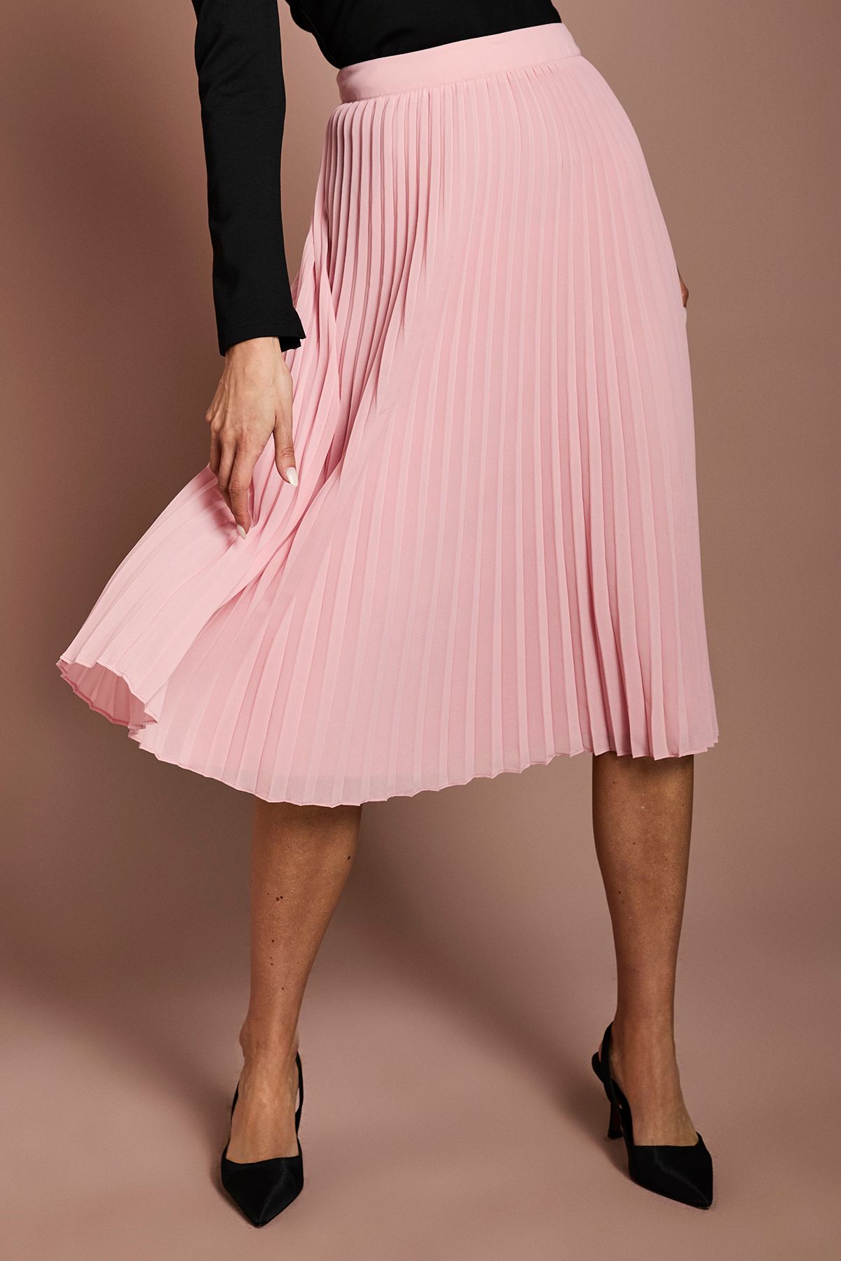 Coast Pleated Georgette Midi Skirt