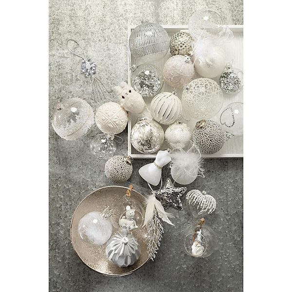 Boite de 6 boules de Noël en verre blanc 8x8x8 cm