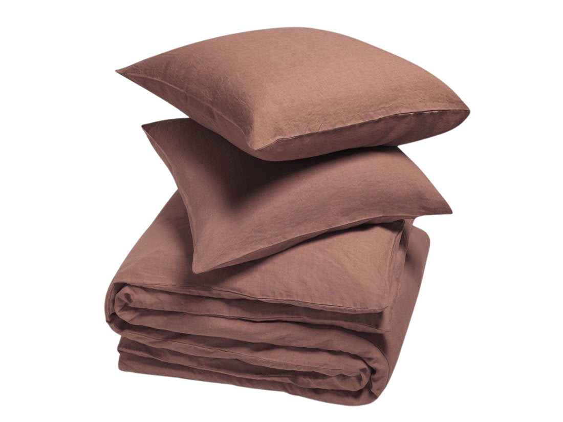 Yumeko dekbedovertrek gewassen linnen clay rose 240x220   2/60x70