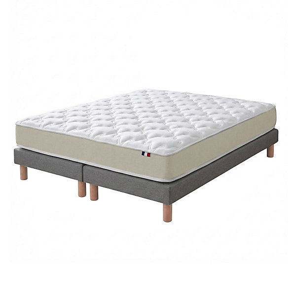 Ensemble 180x200 Matelas polylatex 80 kg/m3 et sommier tapissier beige
