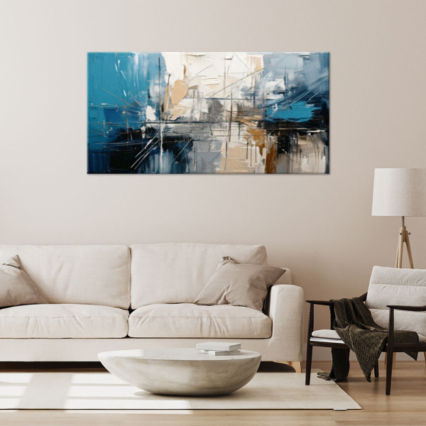 Feeby Obraz, Abstrakcja Geometryczna Niebieski 80x40