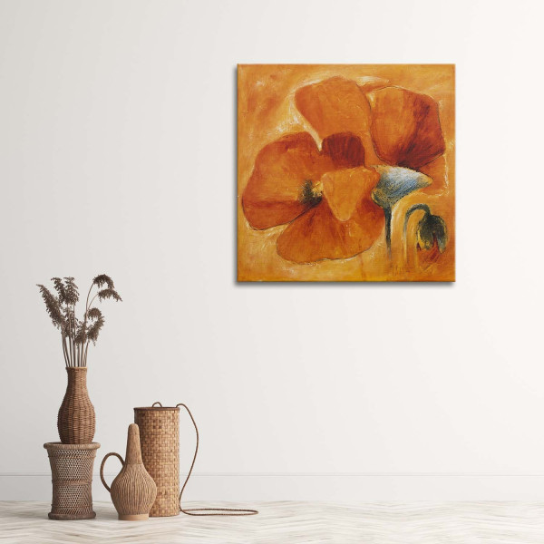 Feeby Obraz na płótnie Pomarańczowe maki z bliska 30x30