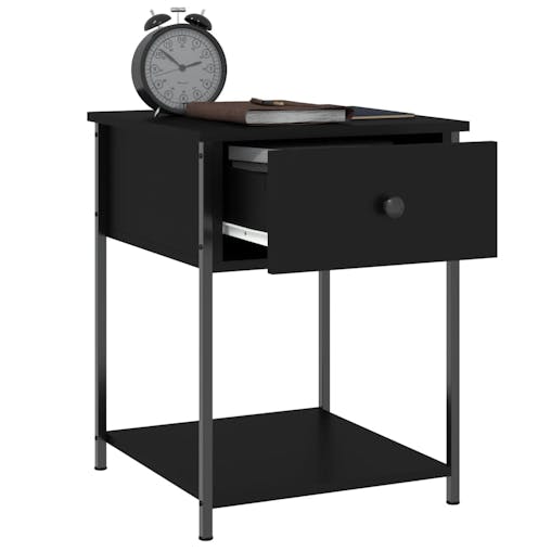 NNEVL Bedside Tables 2 pcs Black 44x45x58 cm Engineered Wood