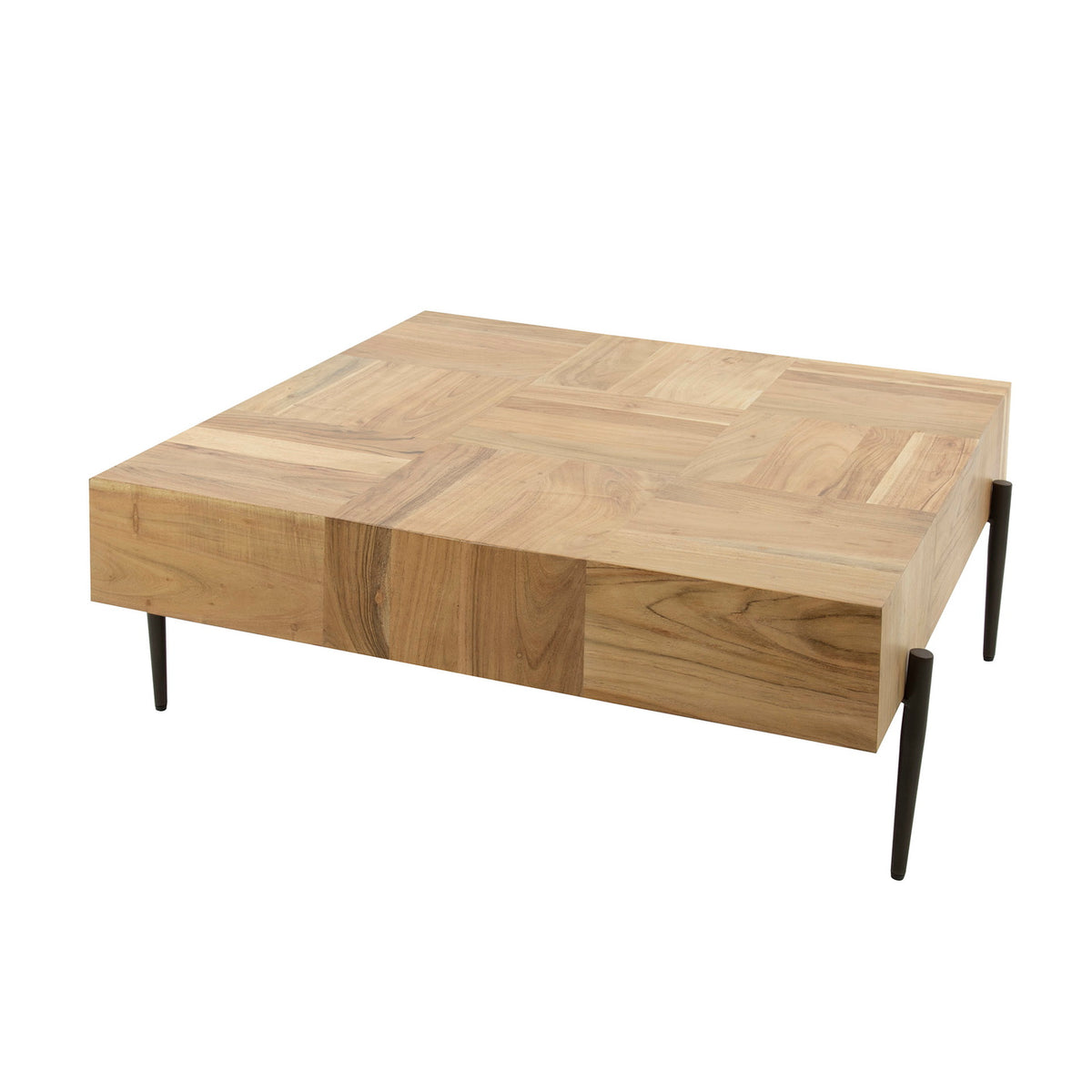 Giga Meubel Salontafel Blocks - Naturel Acaciahout - 90x90x35cm