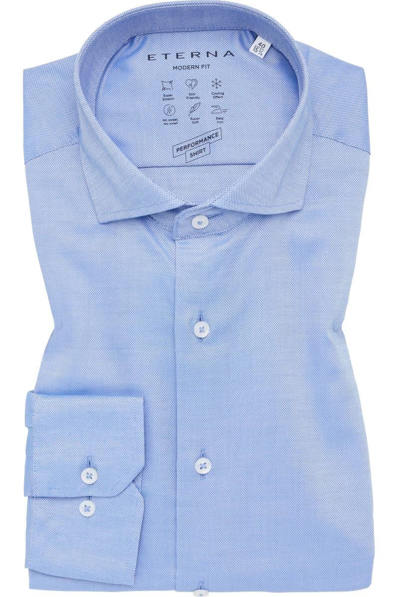 ETERNA Performance Modern Fit Tencel Hemd blau, Strukturiert