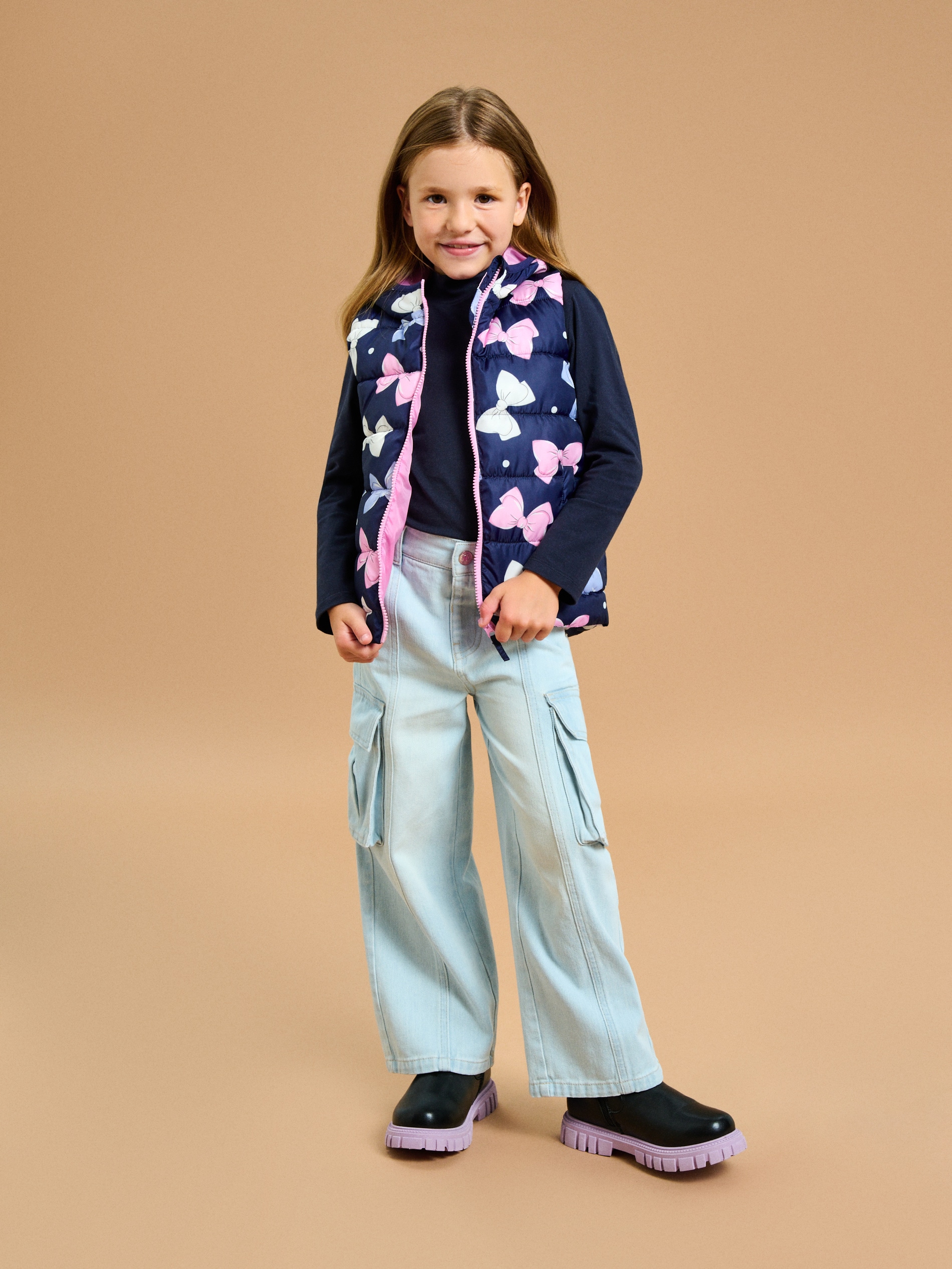 Jeansy cargo wide leg