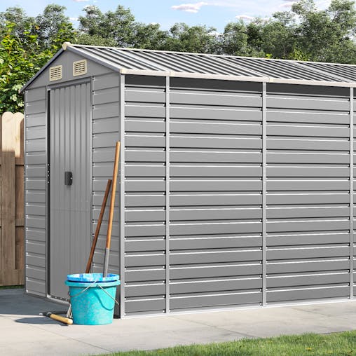 NNEVL Garden Shed Light Grey 191x810x198 cm Galvanised Steel