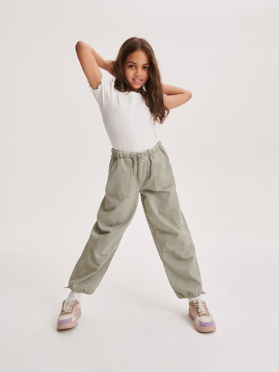 Denim Parachute Trousers