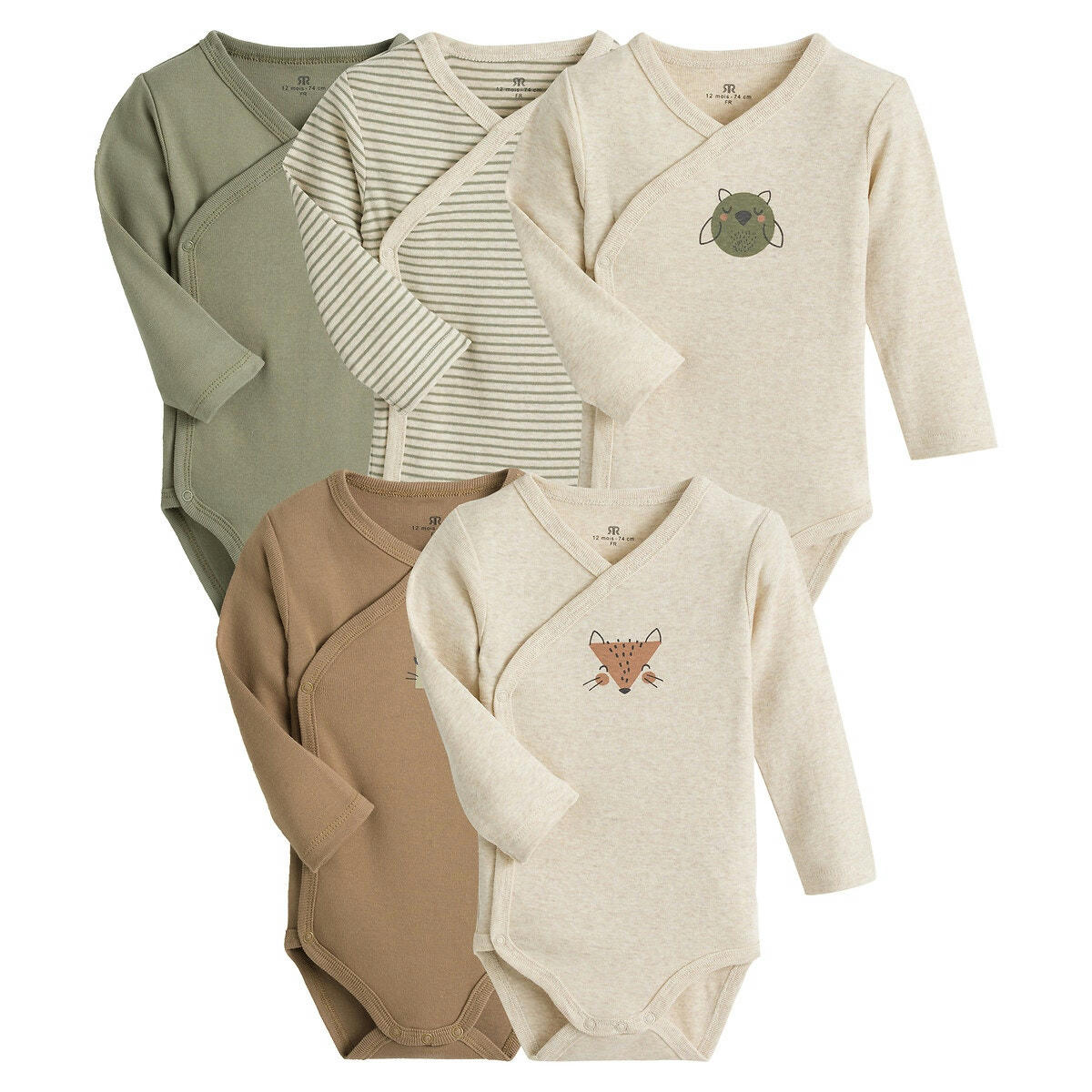 Lot de 5 bodies naissance coton bio
