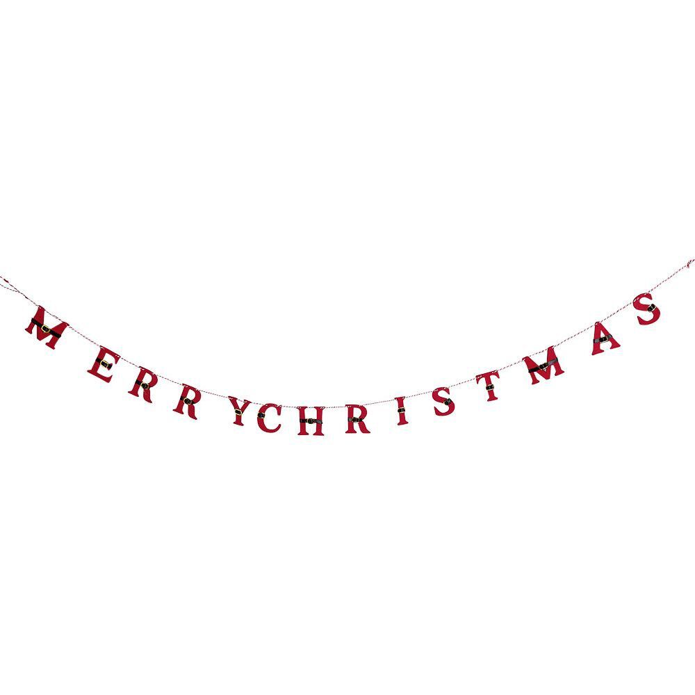 Guirlande Merry Christmas feutrine rouge 2m