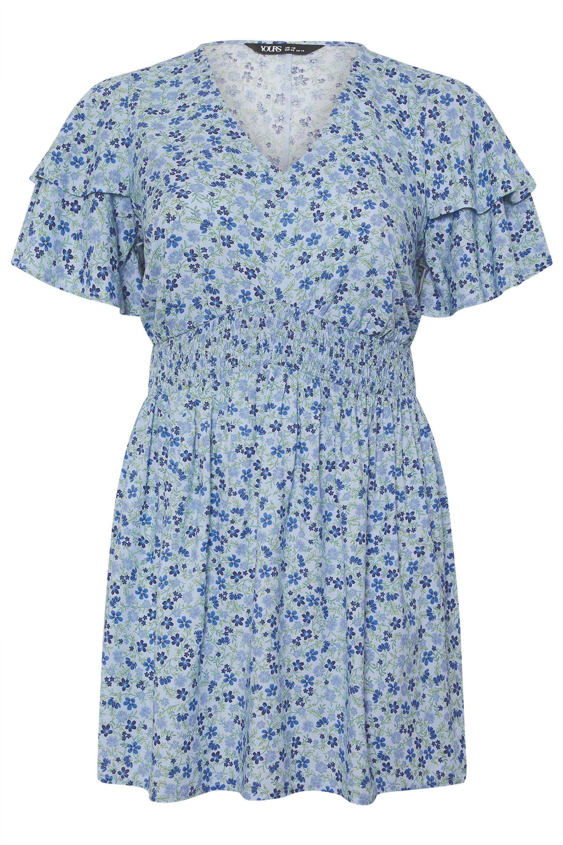 Yours Ditsy Print Flutter Sleeve Top