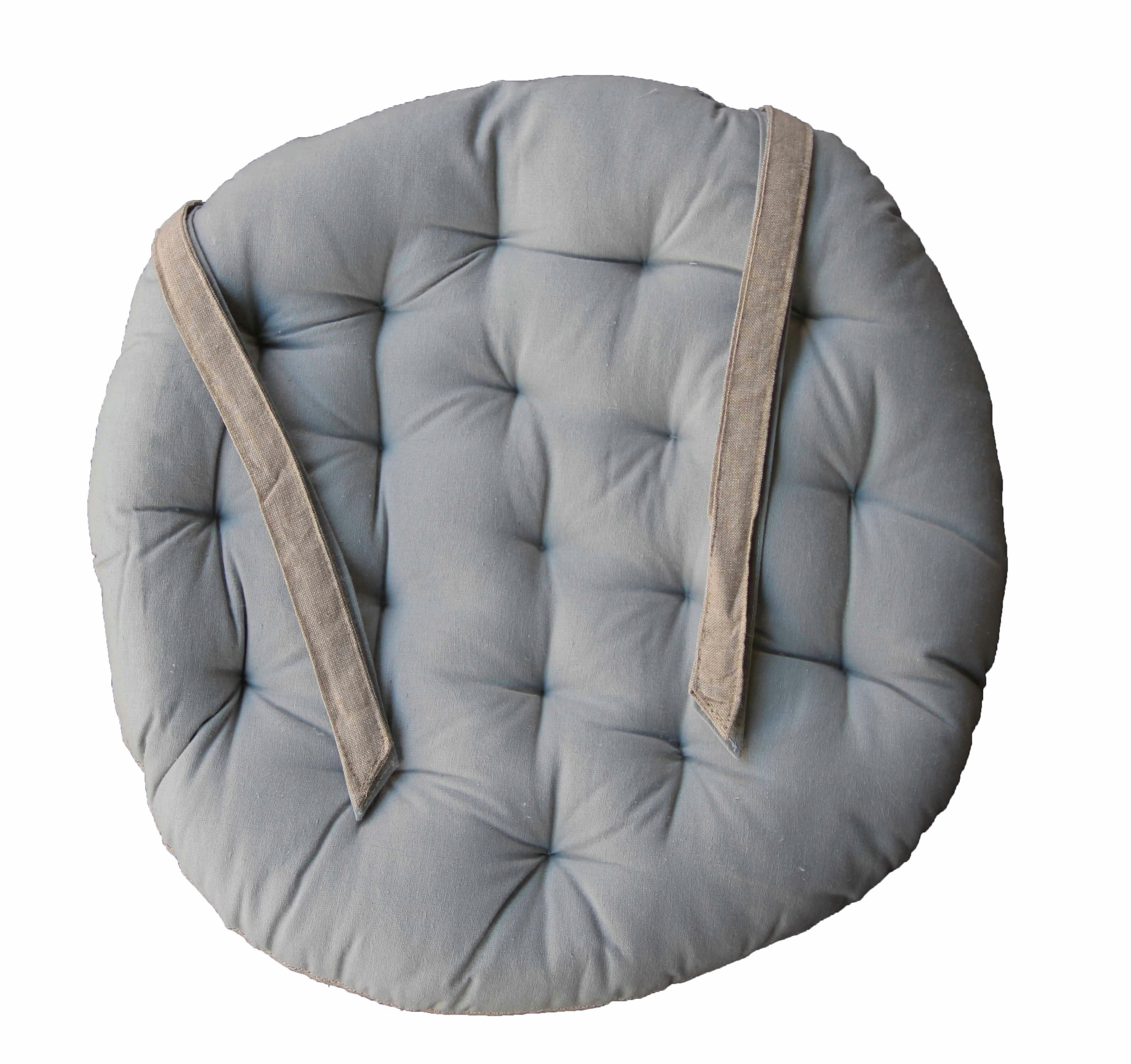 VALAYANS - Galette de chaise ronde en coton gris D40