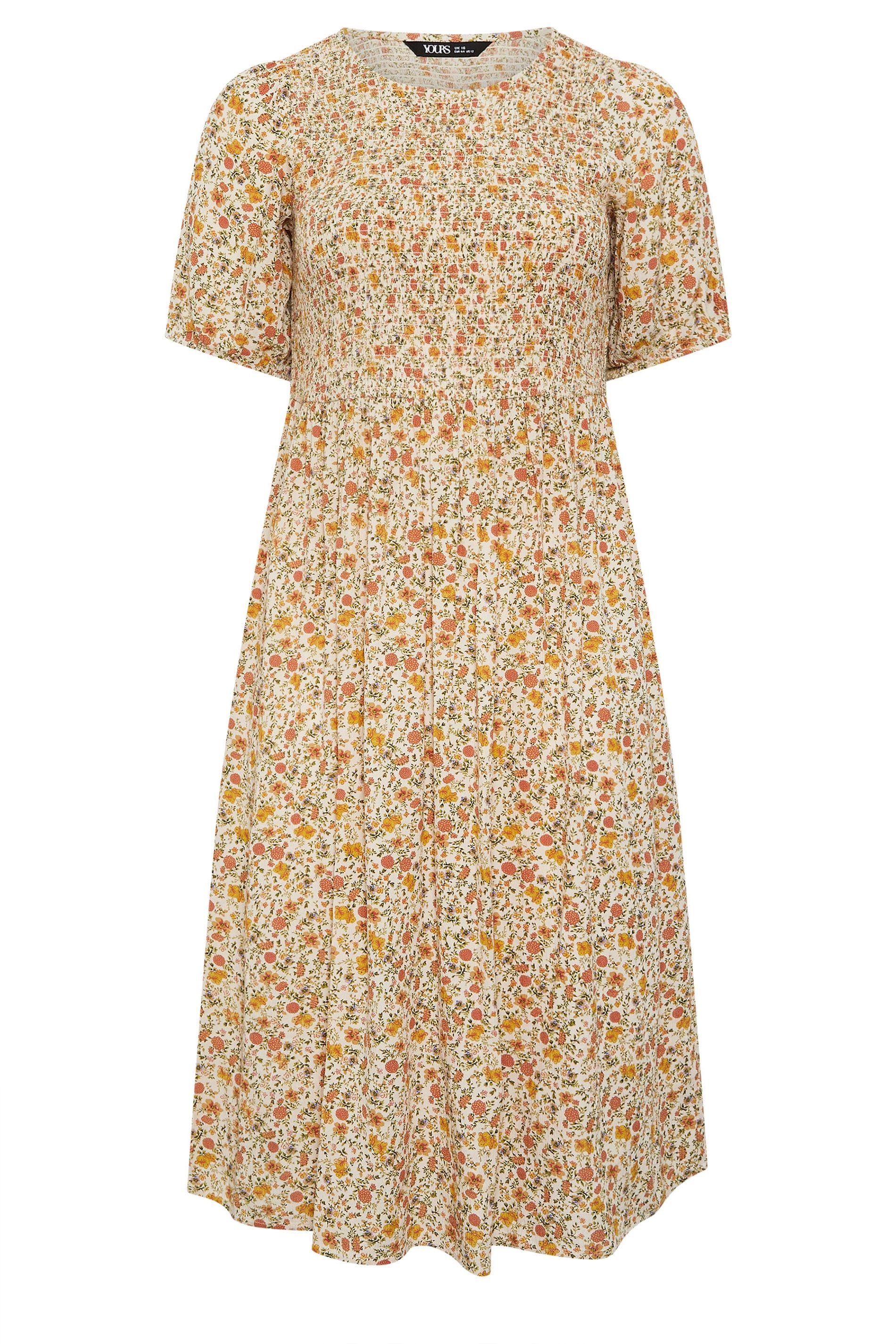 Yours Floral Shirred Midi Dress
