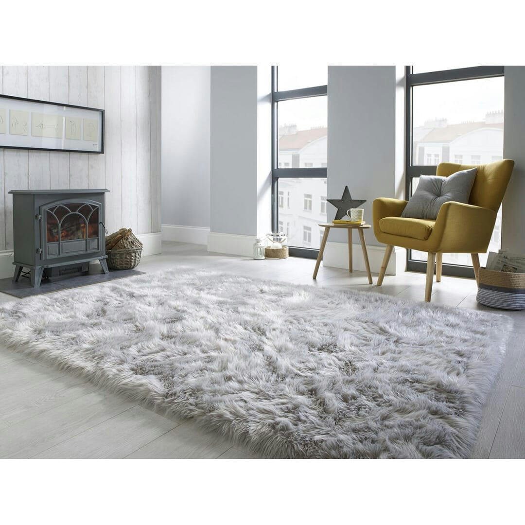 SHEEPSKIN - Tapis   en polyester gris 180x290