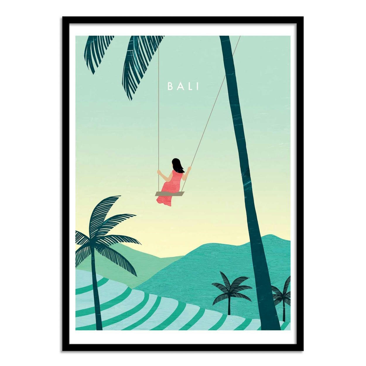 KATINKA REINKE - BALI - Affiche d'art avec Cadre bois noir - 30 x 40 cm