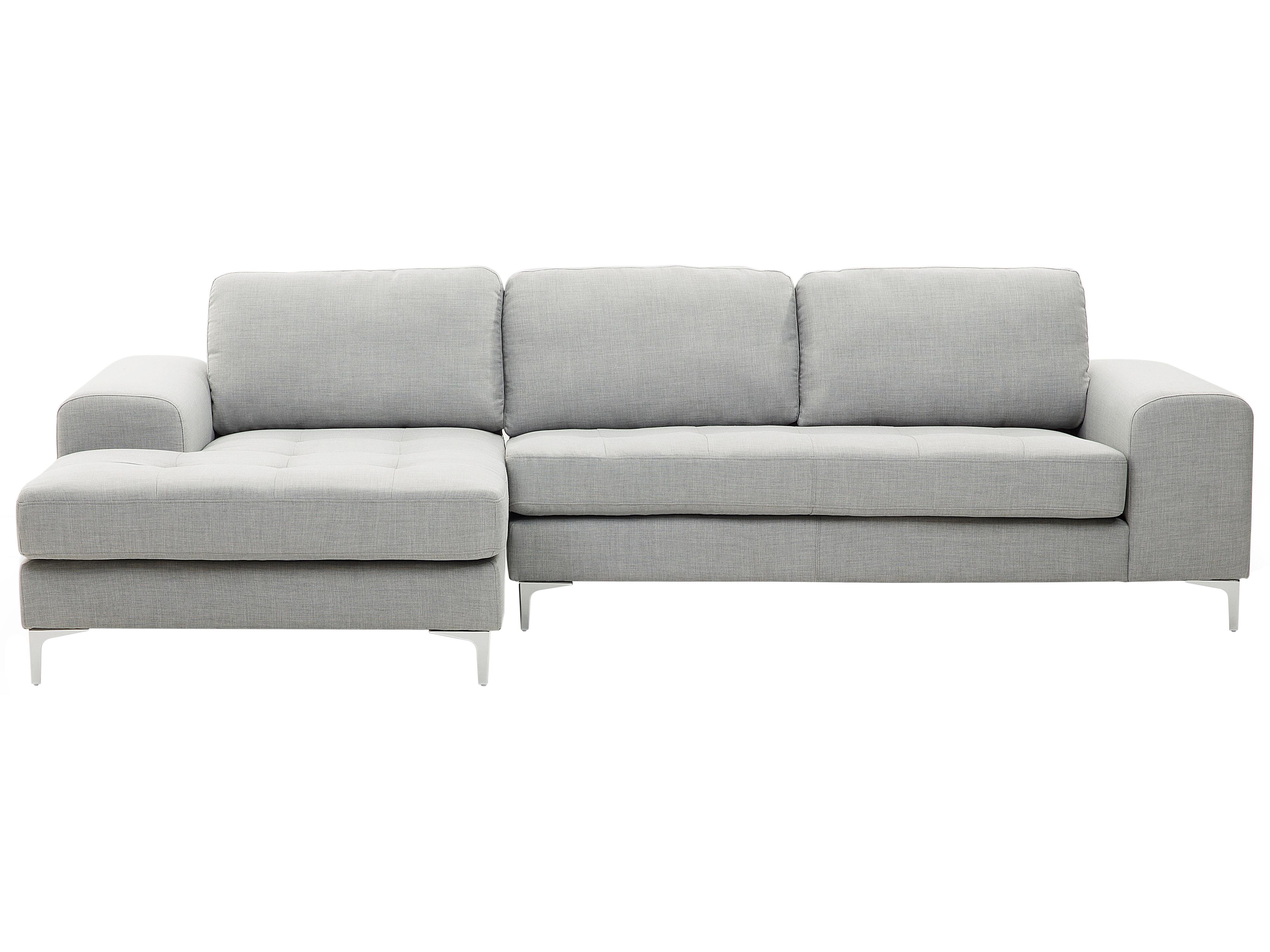 Corner Sofa 4 Seater KIRUNA Fabric Light Grey Right Hand