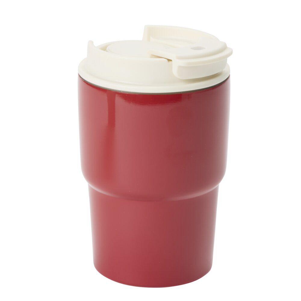 Mug de transport isotherme 350ml inox et plastique Ø8,5xH14cm (2 modèles)