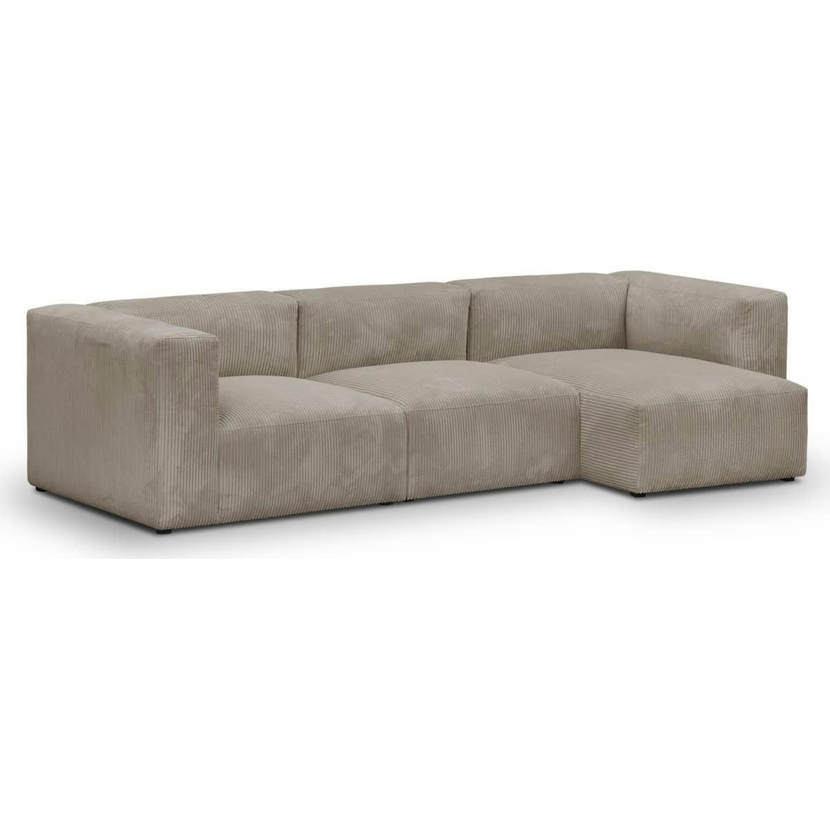 MODULO NEW - Canapé modulable angle droit 4 places en velours côtelé taupe