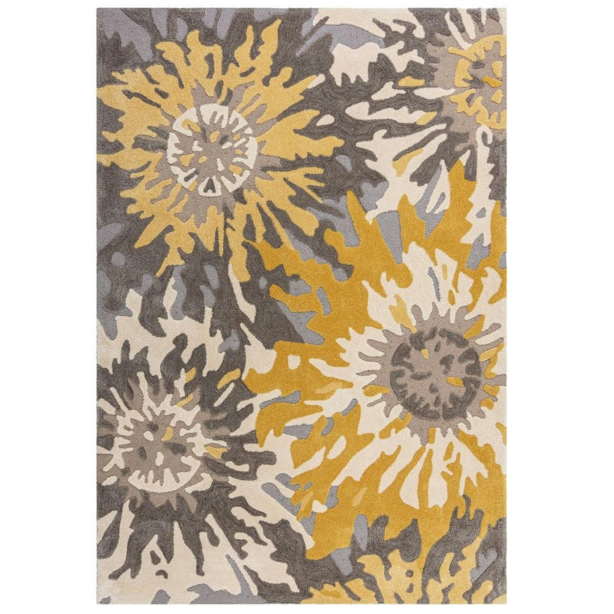 BLOOM - Tapis de salon moderne en Polyester Jaune moutarde 120x170 cm