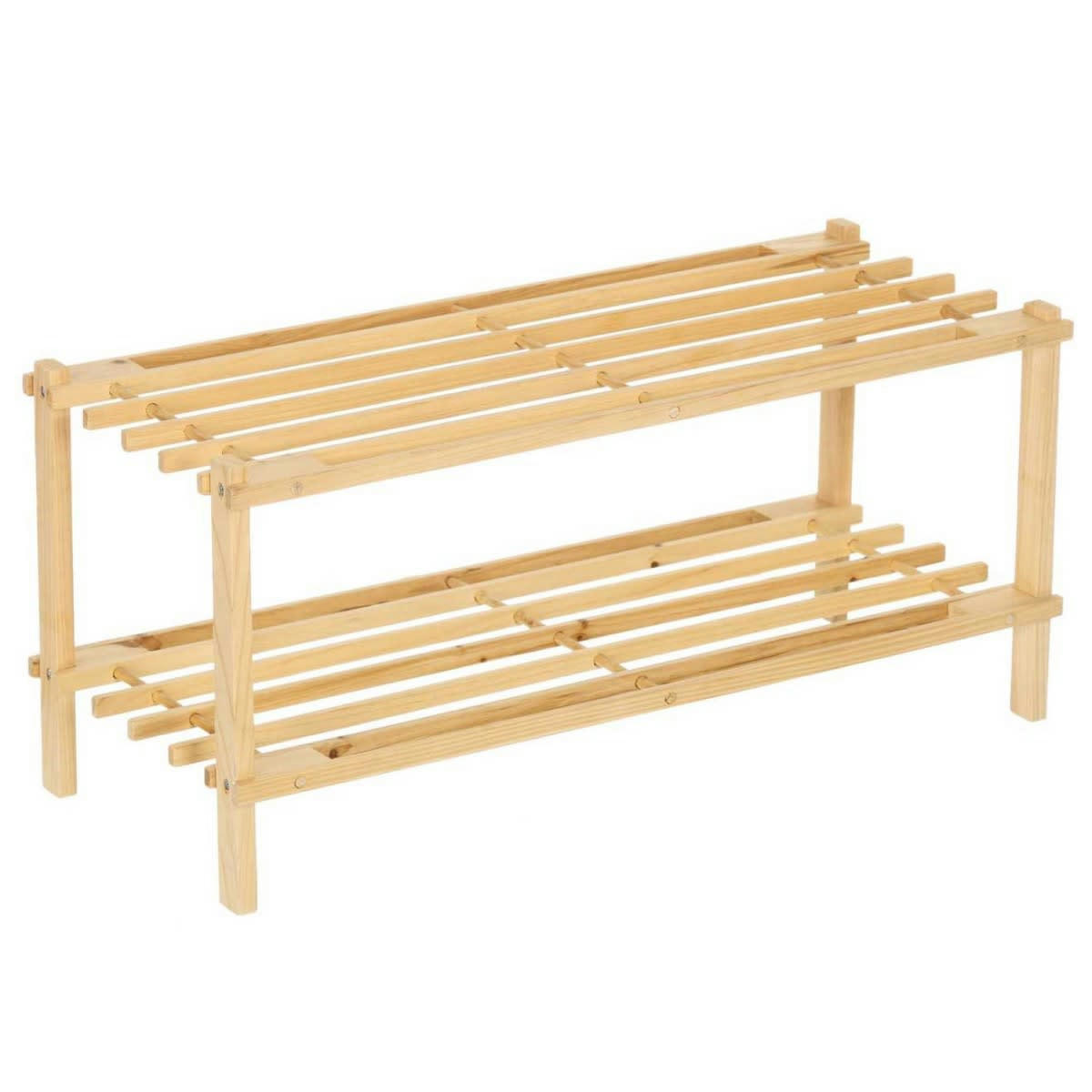 - Étagère à chaussures 2 étages en sapin 64x26x29.5cm