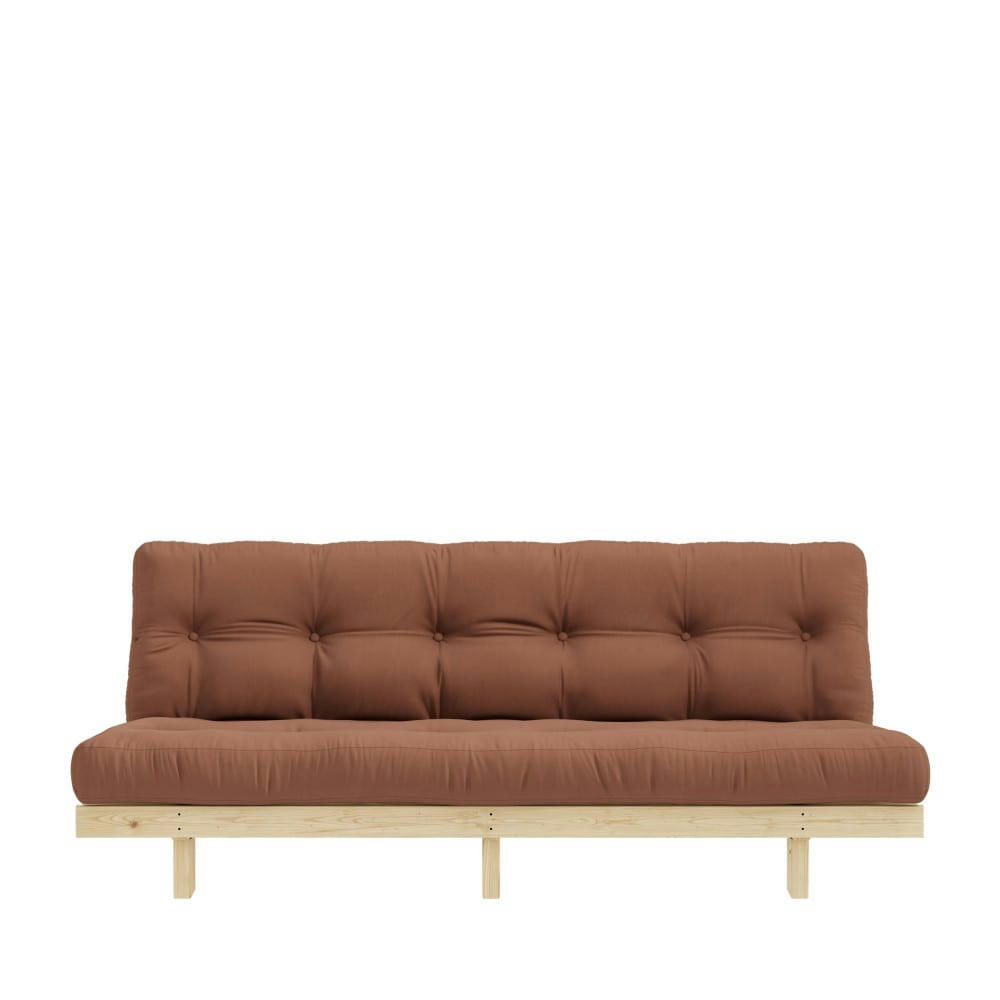 LEAN - Canapé convertible en bois naturel et tissu marron argile