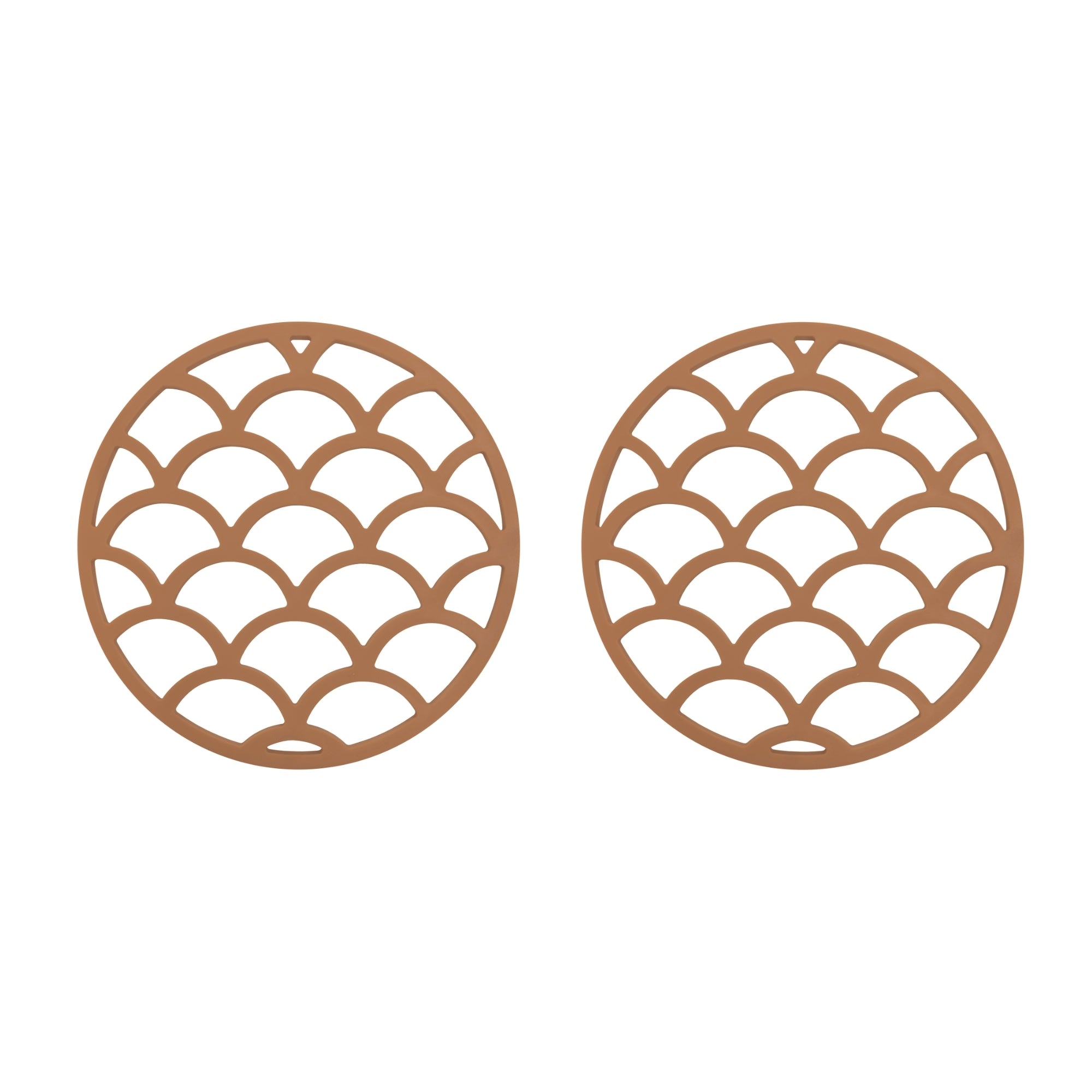 Krumble Pannenonderzetter met schubben patroon - Bruin - Set van 2