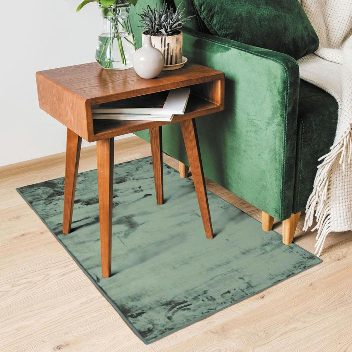 FLANELLE - Tapis extra-doux effet velours vert foncé 60x90