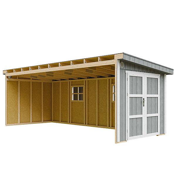 Abri de Jardin Qualité Premium 14,3 m² - H231x248x648 cm - Sans plancher eparoi latérale - M941B-CAVERN STEEL - Timbela