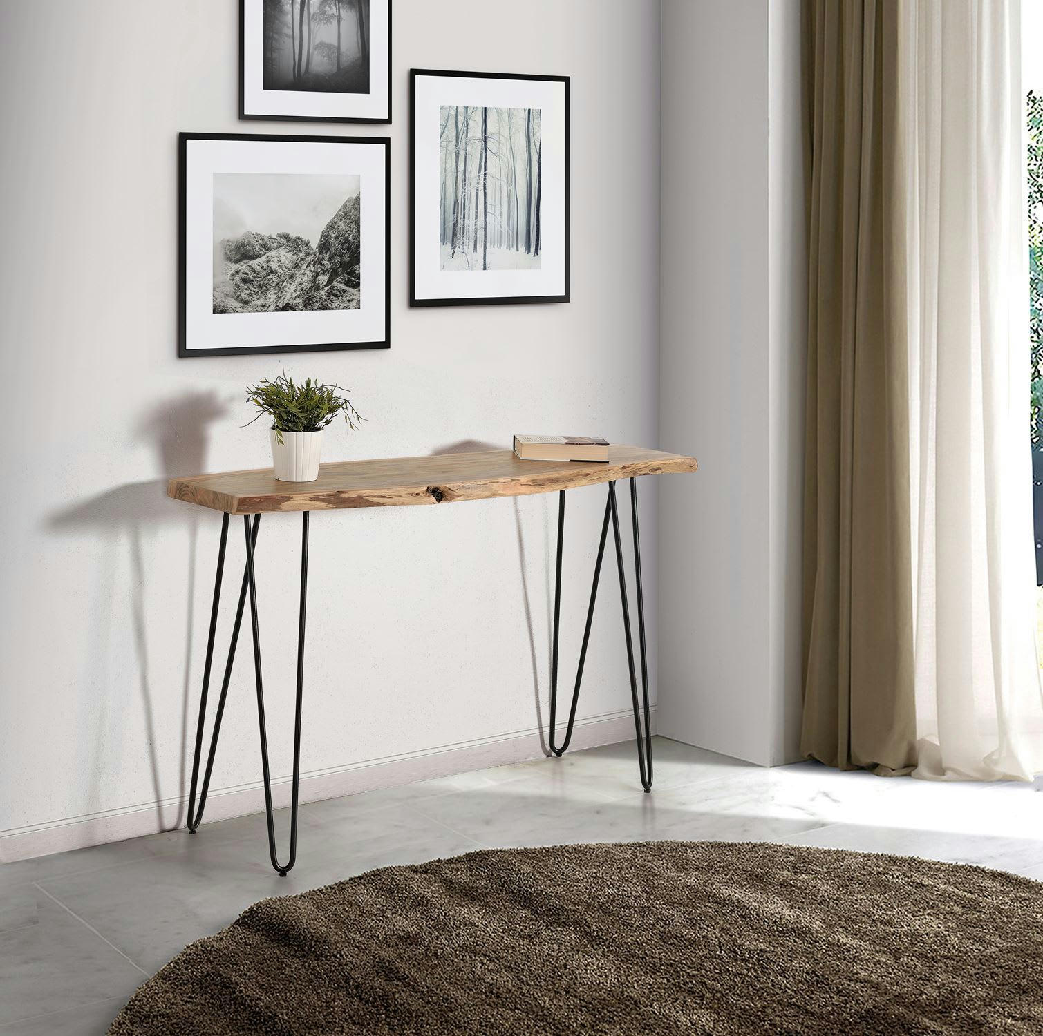 - Console en bois d'acacia.
