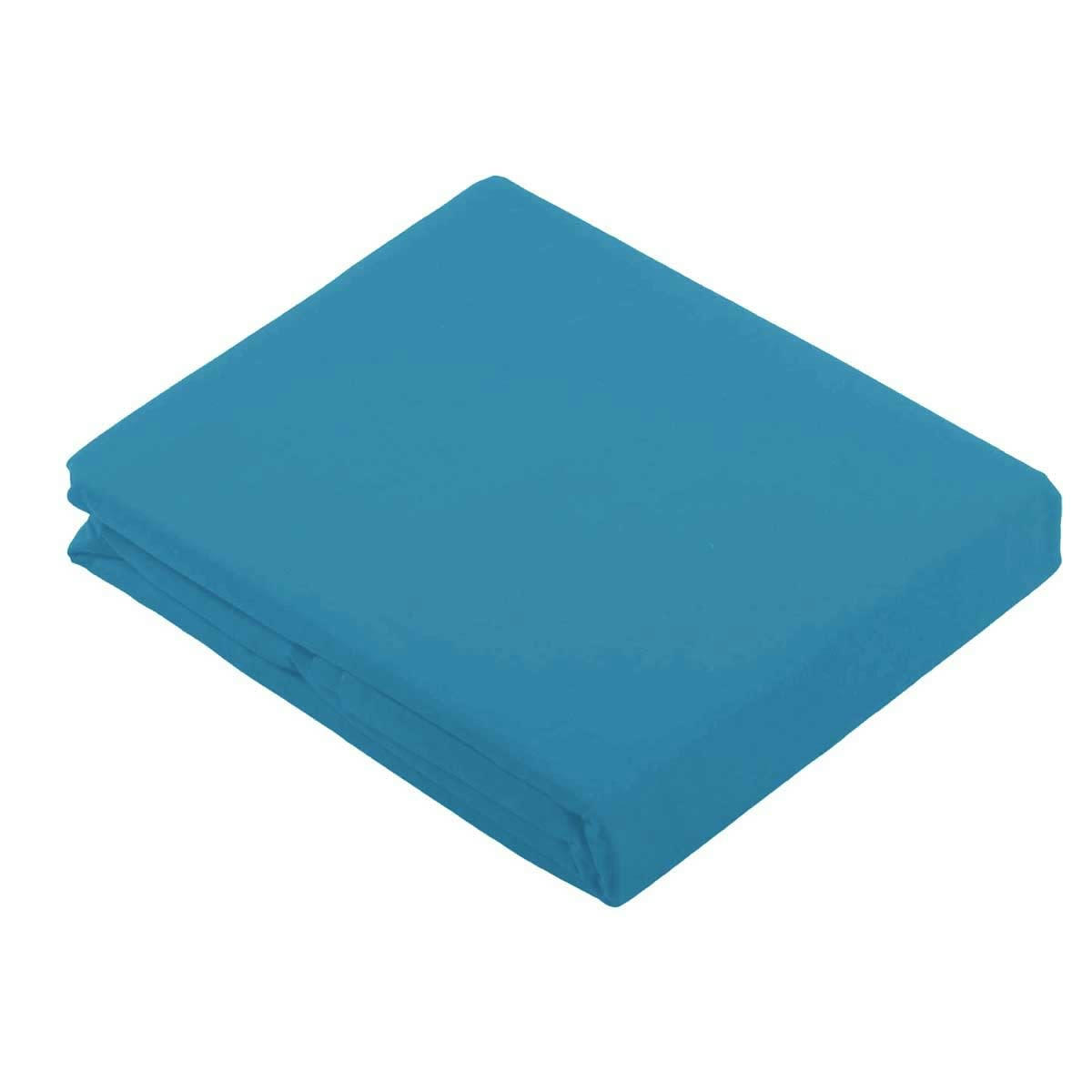 - Drap plat uni en 100 % coton coton bleu outremer  x