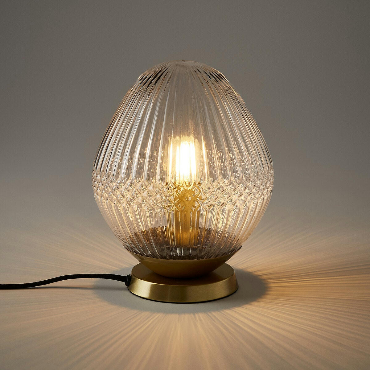 Lampe à poser laiton et verre strié, Ari
