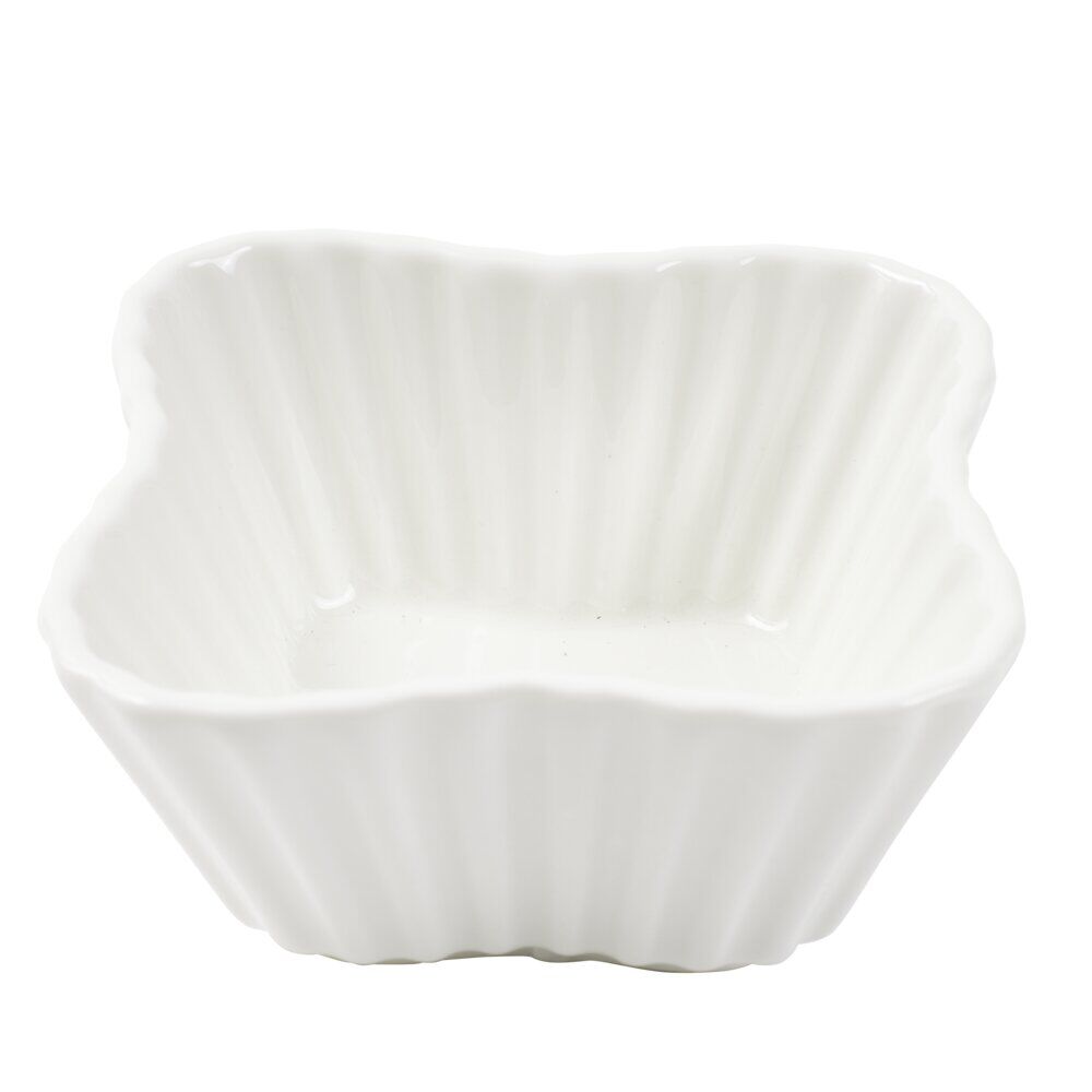 Ramequin carré céramique contour texturé blanc 7,5x7,5xH3,5cm