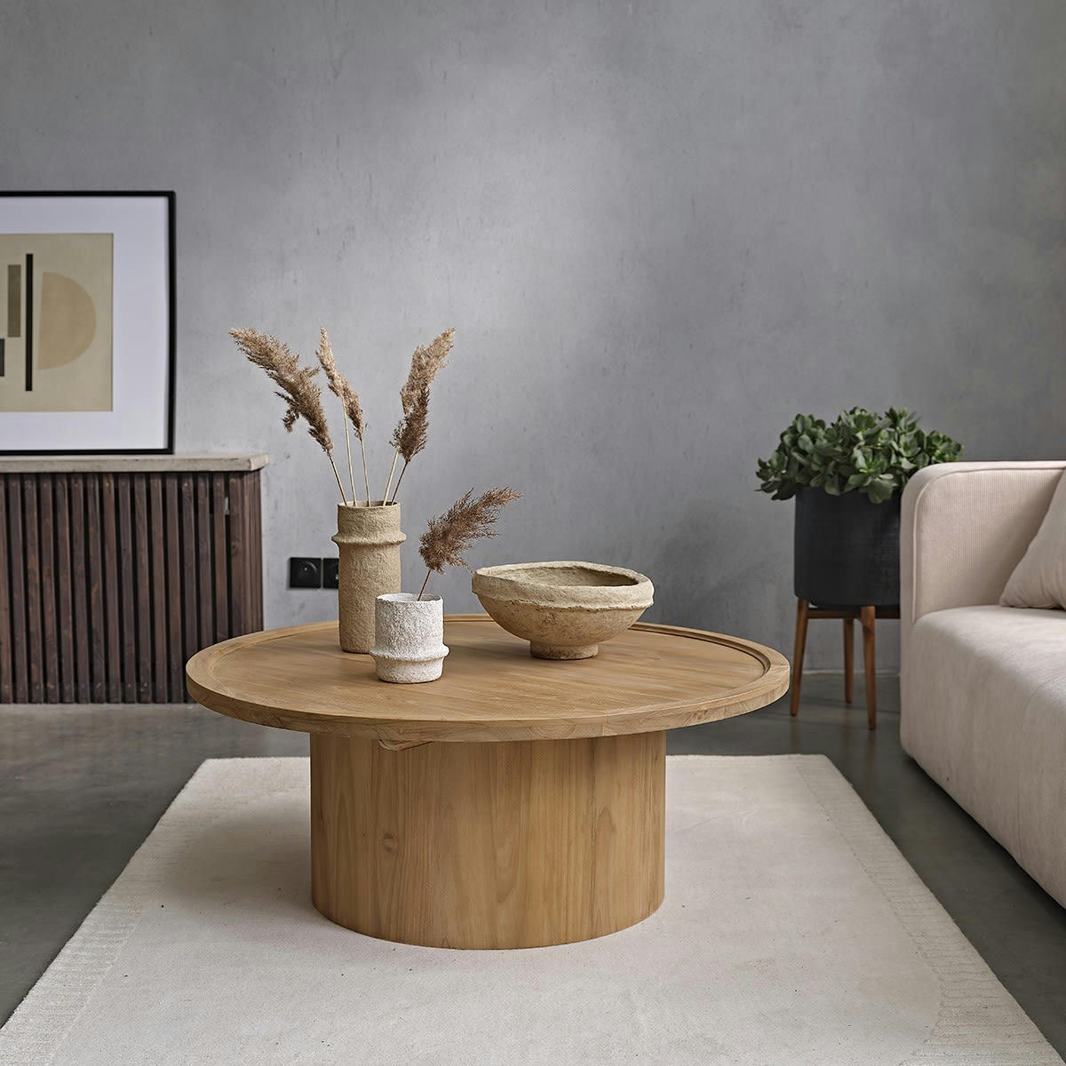 ALDO - Table basse en teck massif ronde