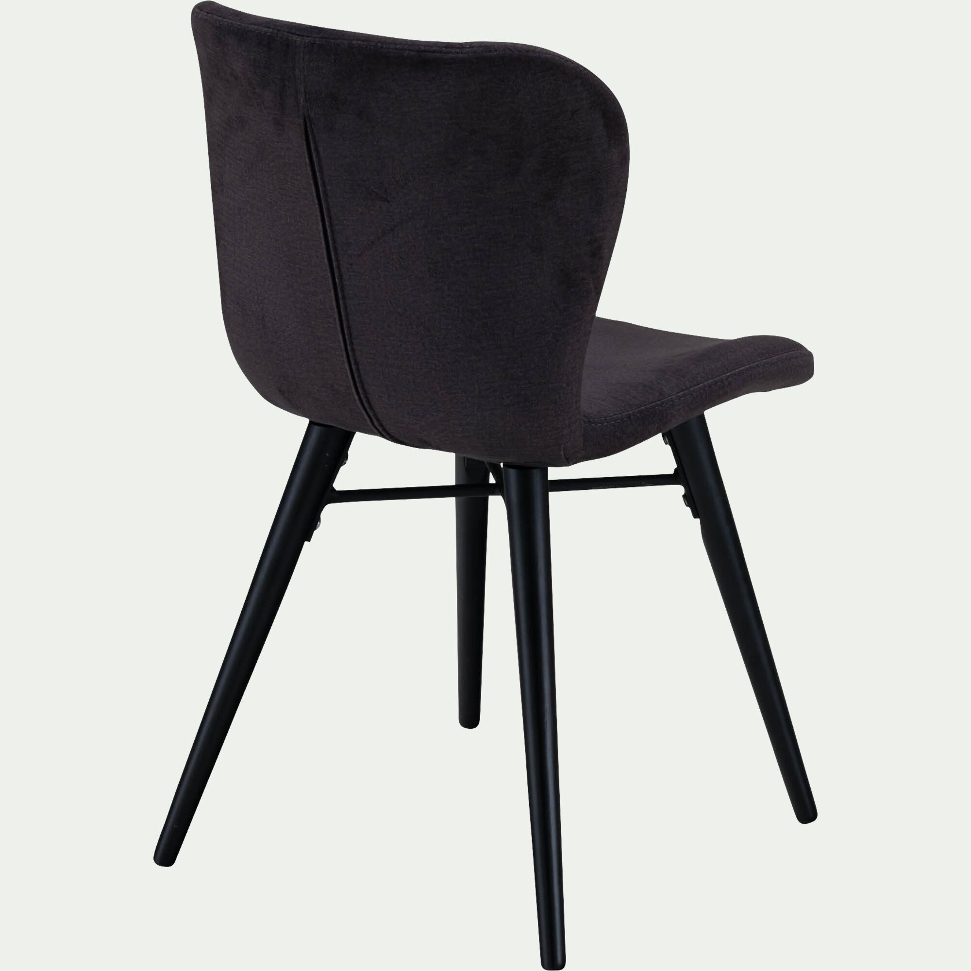 ALIONE - Chaise en tissu effet velours sans accoudoirs - noir