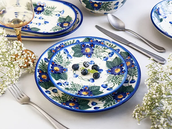 Serwis obiadowy na 6 osób (21el.) Bolesławiec - Kwiaty Kuleszy gat. I